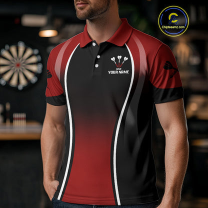 Men’s Custom Darts Shirt - Crimson Bull And Standard Dart Board | Personalized Name NYN0329