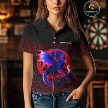 Load image into Gallery viewer, Colorful Gradient Dragon Dartboard Red Women's Darts Shirt - Custom Name &amp; Team Jersey NYN0589