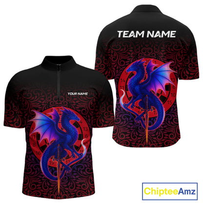 Colorful Gradient Dragon Dartboard Red Men's Darts Shirt - Custom Name & Team Jersey NYN0589