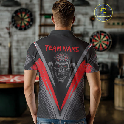 Custom Multi-Skull Lightning Blue Dartboard Dart Men Polo Jerseys Grim Reaper Dart Shirts NYN1739