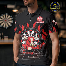 Load image into Gallery viewer, Custom Black And Red Geometry Funny Bull Dart Arrow Polo Dart Shirt For Men Dart Jerseys NYN2008