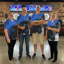 Load image into Gallery viewer, Blue Grunge Dragon Dartboard Custom Men Darts Quarter-Zip League Shirts Dragon Dart Jerseys NYN2240