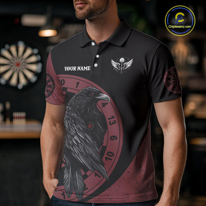 Personalized Black Raven Celtic Tribal Polynesian Dart Shirts For Men, Custom Dart Jerseys NYN0011