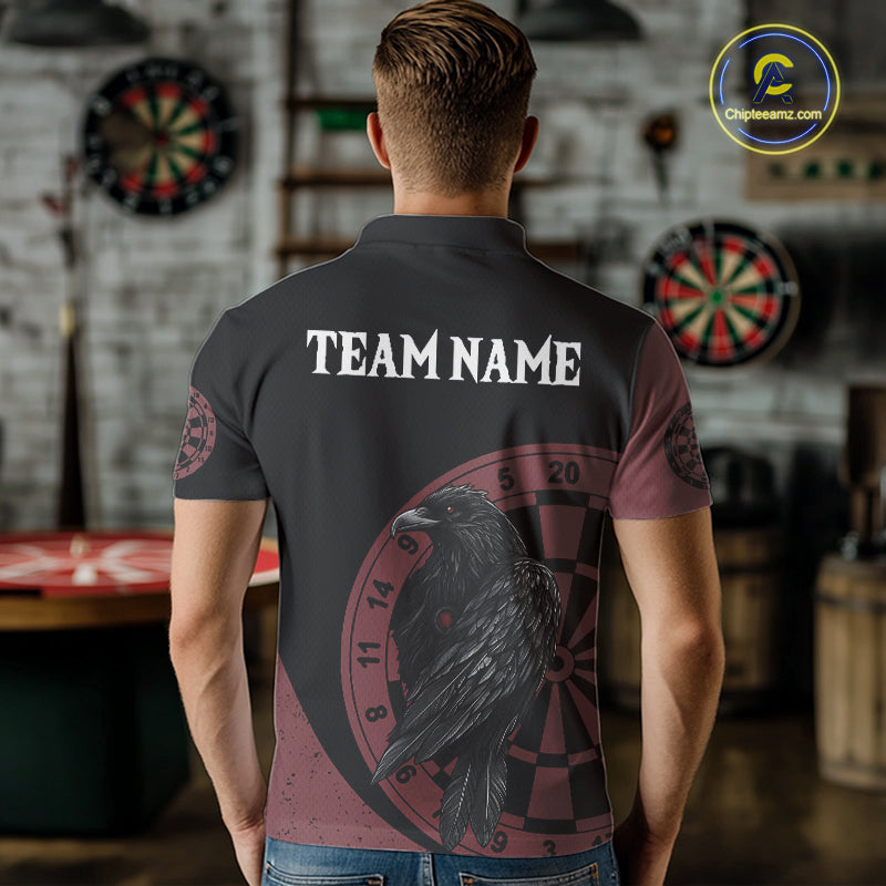 Personalized Black Raven Celtic Tribal Polynesian Dart Shirts For Men, Custom Dart Jerseys NYN0011