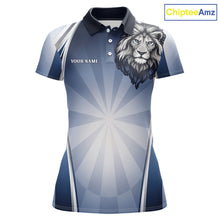 Load image into Gallery viewer, Personalized Blue And Silver Funny Lion Darts Shirt Lion Darts Polo &amp; 1/4-Zip For Women Darts Gifts NYN2899