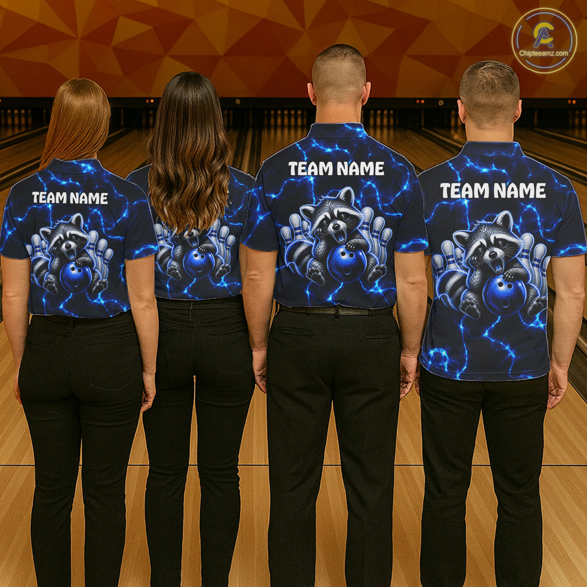 Funny Sleeping Raccoon Mens Bowling Shirt Custom Thunder Lightning Cute Bowling Team Outfits NYN3284
