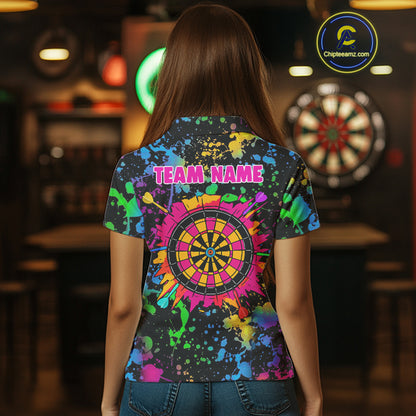 Custom Colorful Dartboard Funny Dart Polo Shirts For Women, Dart Team Jerseys NYN0792