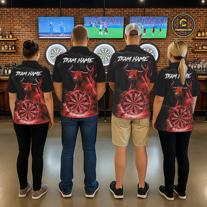 Red Funny Bull Fire Flame Dartboard Custom Women  Darts Polo League Shirts Dart Jerseys NYN2244