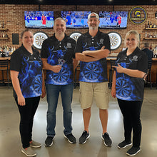 Load image into Gallery viewer, Blue Funny Bull Fire Flame Dartboard Custom Men Darts Polo League Shirts Dart Jerseys NYN2245