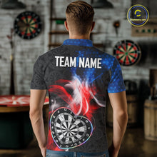 Load image into Gallery viewer, Smoke US Flag Colorful Heart Dartboard Men Darts Valentine Shirt Custom Dart Polo Couple Gifts NYN2544