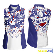 Load image into Gallery viewer, Womens Sleeveless Golf Polo Shirt Camouflage US Flag Custom Patriotic Golf Team Shirts, Golf Gifts NYN2916