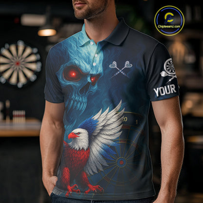 Custom Men Darts Shirt Personalized Smoke Skull Eagle Dartboard Dart Team Jerseys NYN1167