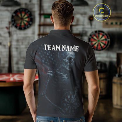 Custom Patriotic Men Darts Shirt Personalized US Flag Skull Dartboard Outfit Dart Team Shirts NYN1168