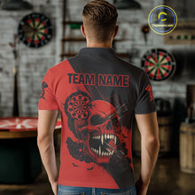 Load image into Gallery viewer, Custom Red Horror Skull Smokes Dartboard Men Polo Dart Shirt Grunge Dart Jerseys NYN2027
