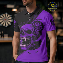 Load image into Gallery viewer, Custom Purple Horror Skull Smokes Dartboard Men Polo Dart Shirt Grunge Dart Jerseys NYN2029