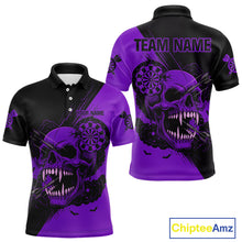 Load image into Gallery viewer, Custom Purple Horror Skull Smokes Dartboard Men Polo Dart Shirt Grunge Dart Jerseys NYN2029