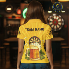 Load image into Gallery viewer, Funny Cheer Beer &amp; Dartboard Barley Flowers Custom Women Polo Darts Shirt Dart Jersey NYN2031