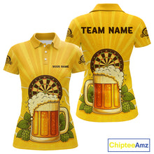 Load image into Gallery viewer, Funny Cheer Beer &amp; Dartboard Barley Flowers Custom Women Polo Darts Shirt Dart Jersey NYN2031