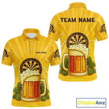 Load image into Gallery viewer, Funny Cheer Beer &amp; Dartboard Barley Flowers Custom Men Polo Darts Shirt Dart Jersey NYN2031