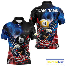 Load image into Gallery viewer, US Flag Eagle Pool 8 Ball &amp; 9 Ball Men's Billiard Shirt Custom Freedom Patriotic Billiard Attire NYN2548