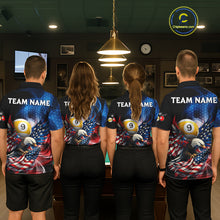 Load image into Gallery viewer, US Flag Eagle Pool 8 Ball &amp; 9 Ball Women's Billiard Shirt Custom Freedom Patriotic Billiard Attire NYN2548