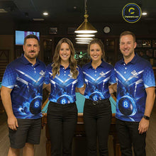 Load image into Gallery viewer, Personalized Blue &amp; Silver Billiard 3D Shirts For Women Ball 8 Flame Billiard Jerseys For Gifts NYN2923