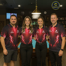 Load image into Gallery viewer, Black And Red 8 Ball Pool Billiard Shirts For Women Custom Lightning Pool Team Billiard Jersey NYN2925