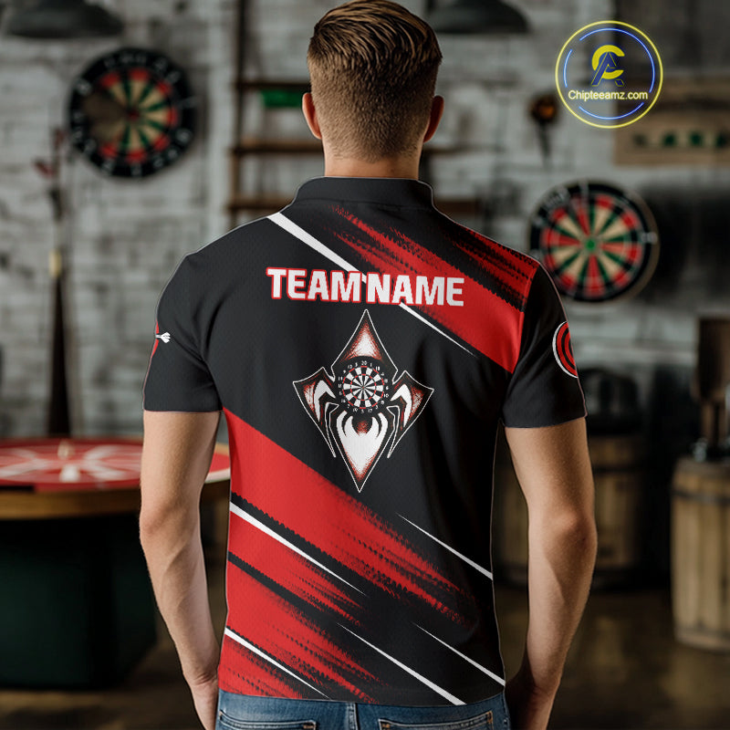 Black And Red Darts Spider Shirt - Custom Team & Player Name - Men’s Darts Shirt NYN0350