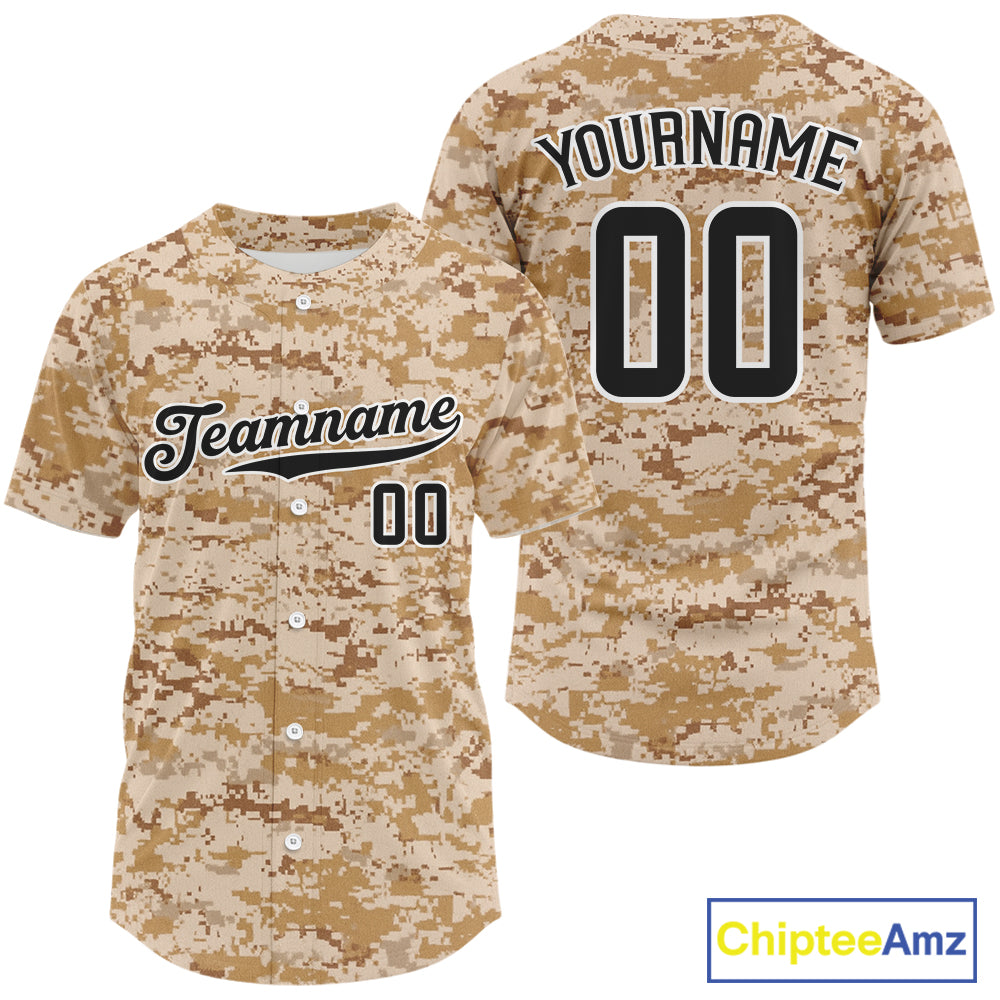 Personalized Brown-White Baseball Jerseys Custom Camouflage Baseball Jersey For Men NYN1188