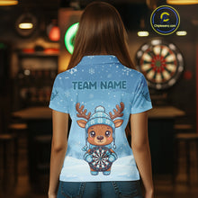 Load image into Gallery viewer, Reindeer Snowflakes Darts Shirt Custom Women Polo Dart Jerseys Funny Xmas Dart Jerseys NYN2043