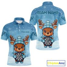 Load image into Gallery viewer, Reindeer Snowflakes Darts Shirt Custom Men Polo Dart Jerseys Funny Xmas Dart Jerseys NYN2043
