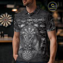 Load image into Gallery viewer, Grey Skull Pattern Dragon Darts League Shirt Custom Retro Skull Men Darts Polo Jersey NYN2049