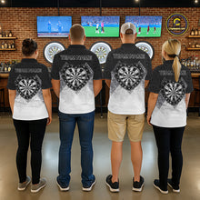 Load image into Gallery viewer, Black White Grunge Heart Dartboard Men Darts Valentine Shirt Custom Dart Quarter-Zip Couple Gifts NYN2553