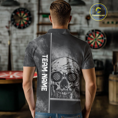 Custom Black And Grey Smokes Skull Dartboard Dart Shirts For Men Dart Team Jerseys NYN0067