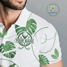 Load image into Gallery viewer, Mens Green Monstera Pattern Golf Clothing Custom Cactus Golfer Funny Mens Golf Polo Shirt NYN2931