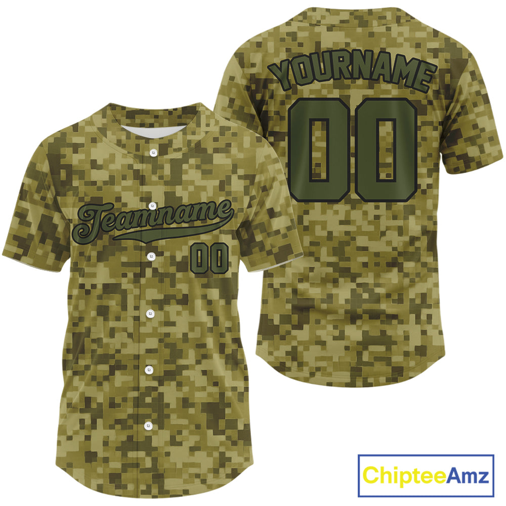 Personalized Army Green Baseball Jerseys Custom Camouflage Baseball Jersey For Men & Youth NYN1205