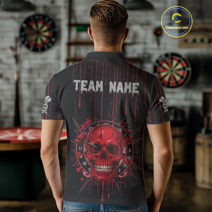 Custom Red Dripping Horror Skull Dartboard Dart Men Polo Jerseys Dart Team Shirts NYN1756