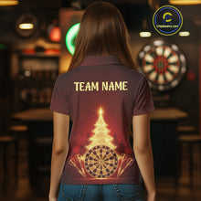 Load image into Gallery viewer, Red Snowflake Dartboard Christmas Custom Women Polo Dart Jerseys Xmas Dart League Shirt NYN2051