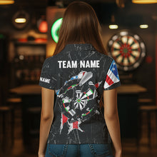 Load image into Gallery viewer, Custom American Flag Grunge Style Dart Shirts For Women, Dart Team Jerseys NYN0025