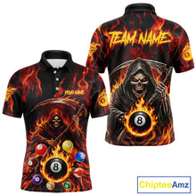 Load image into Gallery viewer, Grim Reaper 8 Ball Billiard Shirt For Men Custom Red Flames 8 Ball Pool Billiard Team Attire NYN3146