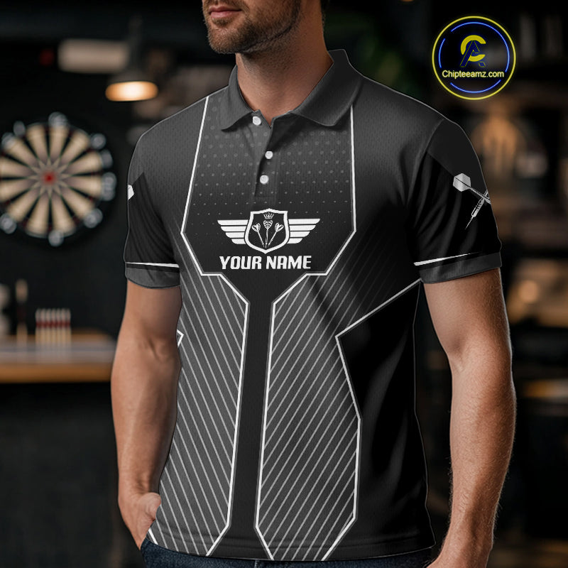 Dart Arrow & Lion Head Black Darts Shirt For Men - Custom Team & Player Name NYN0362