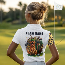 Load image into Gallery viewer, Golden Retriever Golf Shirt Custom Yellow Leopard Pattern Funny Splatter Golf Polos For Women NYN3334