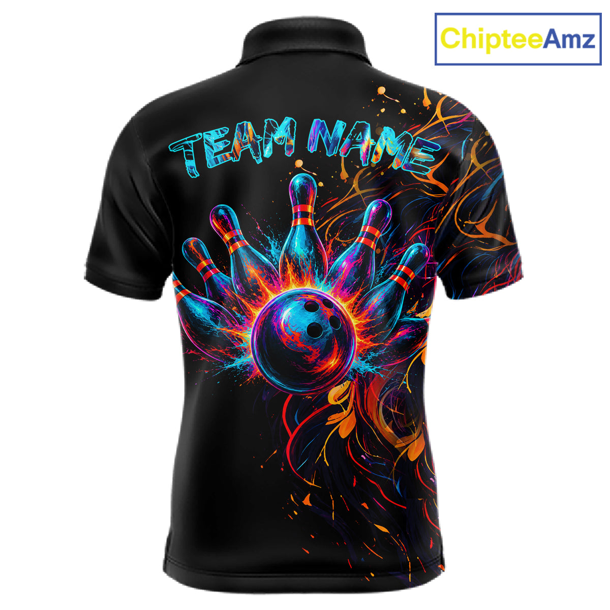 Funny Lion Colorful Splatter Bowling Polo Shirt For Men Custom Bowling Team Jersey Personalized League Bowler Apparel