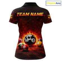Load image into Gallery viewer, Fire Flame Grunge Pool Ball 3D Billiard Shirt For Women Personalized Skull 8 Ball Billiard Gifts NYN2568