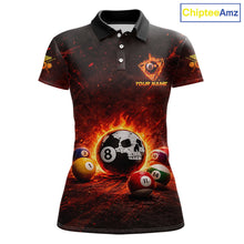 Load image into Gallery viewer, Fire Flame Grunge Pool Ball 3D Billiard Shirt For Women Personalized Skull 8 Ball Billiard Gifts NYN2568