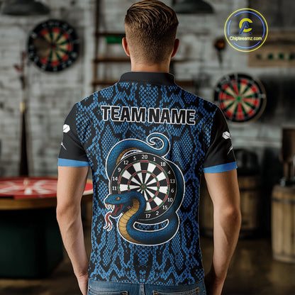 Navy Snake & Reptile Skin With Striking Dartboard Darts Shirt For Men - Custom Name NYN0372
