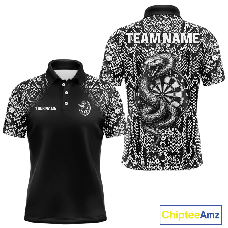 Grey Snake & Reptile Skin With Striking Dartboard Darts Shirt For Men - Custom Team Name NYN0374