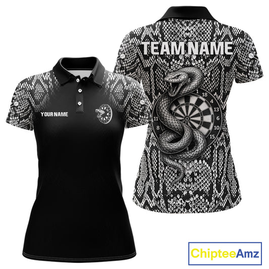 Grey Snake & Reptile Skin With Striking Dartboard Darts Shirt For Women - Custom Team Name NYN0374