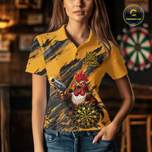 Load image into Gallery viewer, Black And Yellow Grunge Funny Women Dart Shirt Custom Rooster Gun Polo &amp; 1/4-Zip Dart Clothing NYN3344