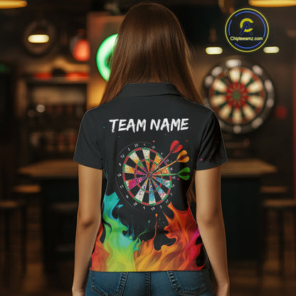 Custom Splatter Dartboard 3D Funny Dart Polo Shirt For Women Colorful Dart Team Jerseys NYN1526